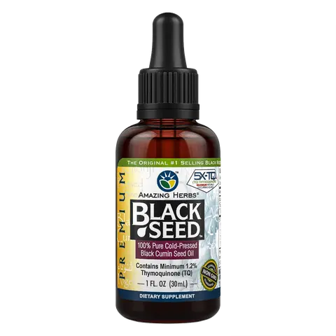 AMAZING HERBS Premium Black Seed oil 1oz- 100% Pure Cold Pressed Nigella Sativa Oil