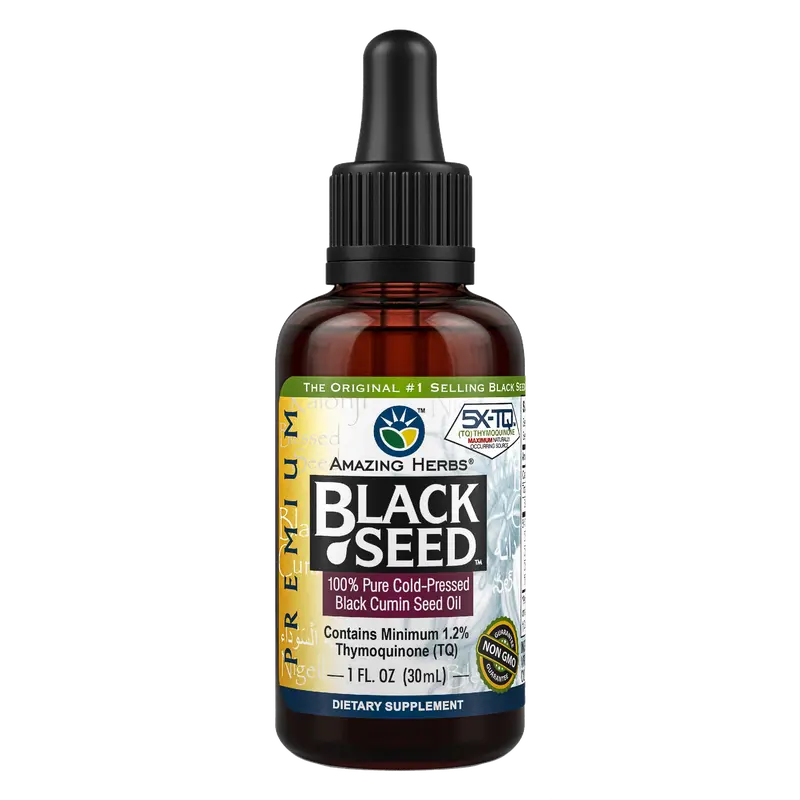 AMAZING HERBS Premium Black Seed oil 1oz- 100% Pure Cold Pressed Nigella Sativa Oil