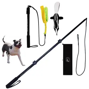 Extendable Heavy Duty Flirt Pole For Dogs- Interactive Dog Training Toy w/ Interchangeable Lures & Instructional Guide