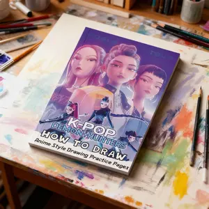 How to Draw K-Pop Demon Hunter Anime Girl Boy Group Guide Book, Tutorial, 104 Pages Step-By-Step, Durable Thick Pages, K-Pop Fan Gift