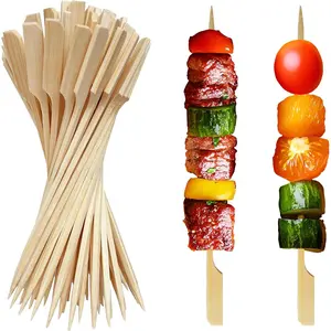 8 Inch  Skewers 200 count Kabob Skewers Grilling  Sticks for Fruit Kabobs Wooden Paddle for BBQ (8 Inch)