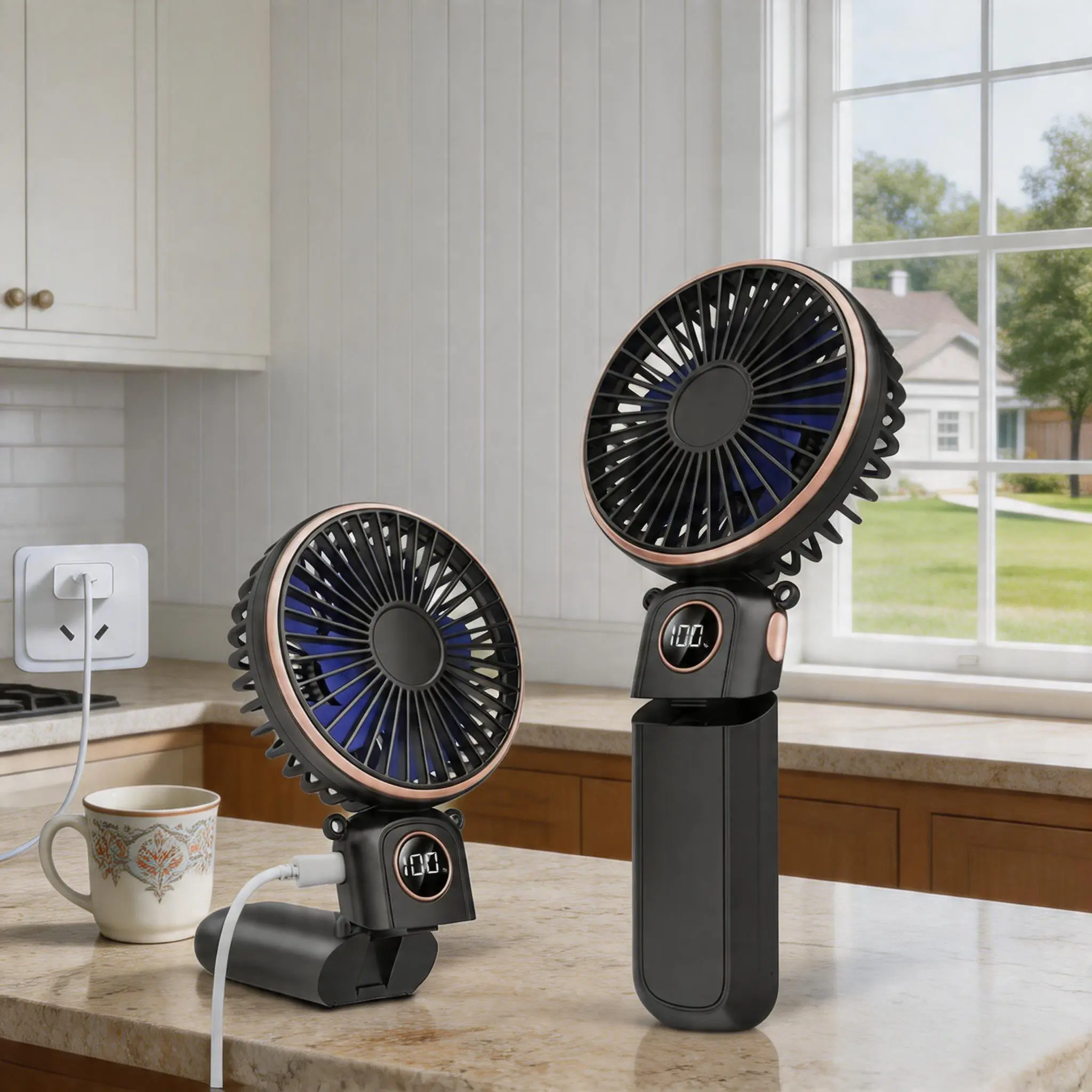 3-in-1 Multifunction Adjustable Cooling Fan, Battery Operated Handheld Rechargeable Portable Desk Fan for Outdoor & Office Summer Use, Battery Operated Fans Portable