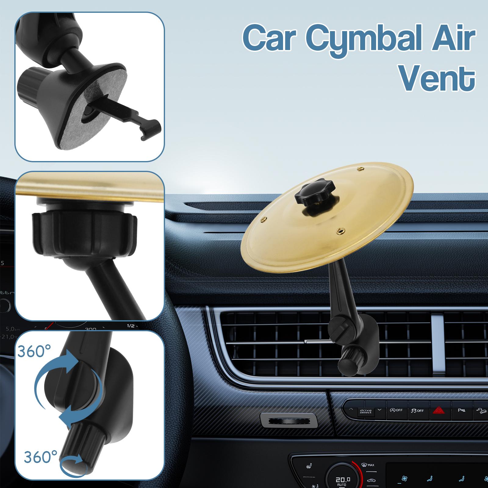 1/2 Pcs Fun Car Cymbal Air Vent - Compact Easy to Install Car Crash Cymbal with 2 Mini Drum Sticks, Creative Car Vent Cymbal for Driver, Drummer and Music Lover