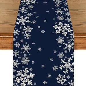 1pc,Blue Snowflake Winter Table Runner, Seasonal Christmas Kitchen Table Decoration, Home Party Decoration
