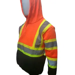 Class 3 Hi Visibility Orange Safety Sweater with Hoodie/ Meets ANSI Standard for Class 3 Sweater