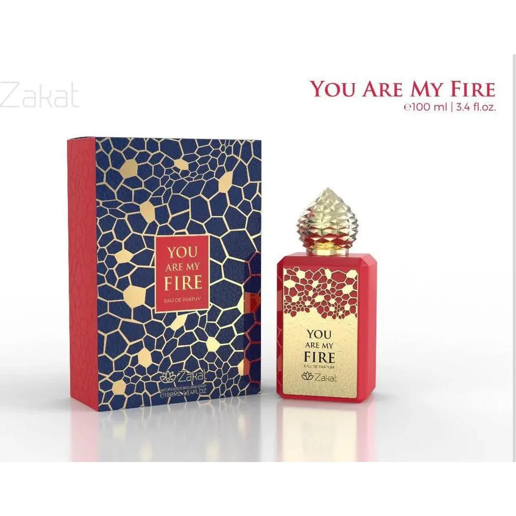 Unisex "You Are My Fire" EDP Spray - 100ml (3.4oz) Passionate Gourmand Fragrance, Daily Use, Woody & Earthy Vanilla with Strawberry Scent, Fruity-Woody Mix, Caramel Sweet Hit