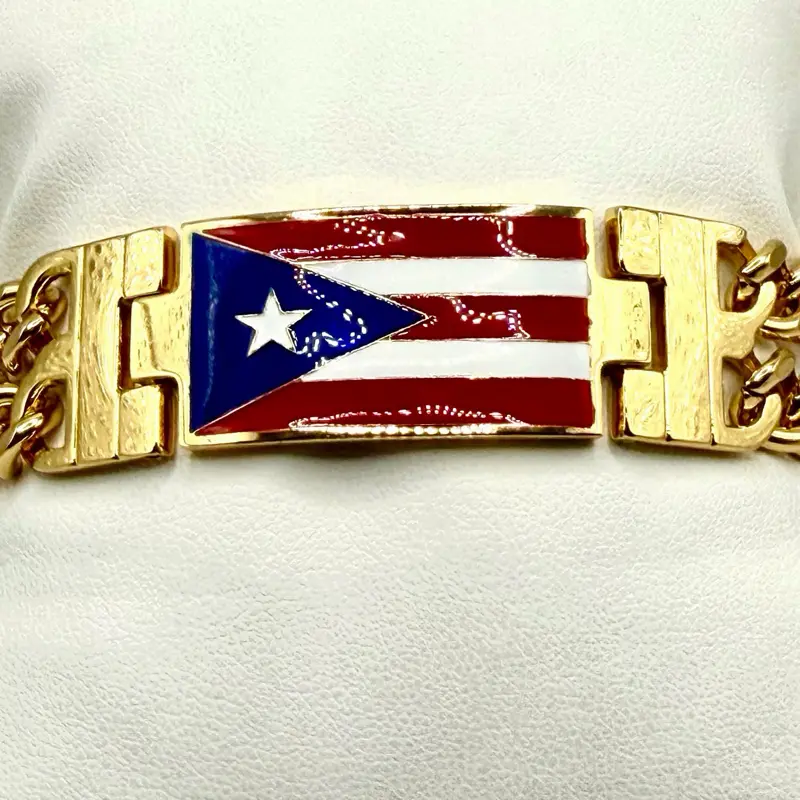 Men’s Bracelet Puerto Rico Flag ID link Bracelet stainless steel
