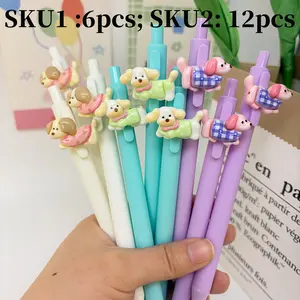 6/12 Pack Sausage Dog Series Ballpoint Pens, Push Button Neutral Pens, Ink Medium Tip, Comfort Grip, Student Supplies, Office Gifts