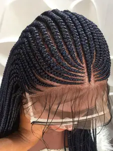 32" Synthetic Braided Wigs For Women Full Lace Front Wig Cornrow Braid Lace Wig Braiding Hair Middle Part Wig Daily Use
