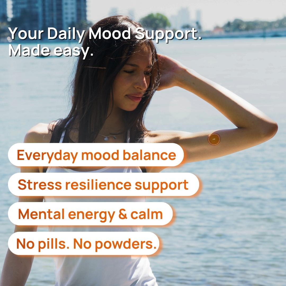 Happy Patches - Mood & Stress Relief 5-HTP - Ashwagandha - Mucuna Pruriens - B6 & B12 - Vegan & Natural - 30 Patches