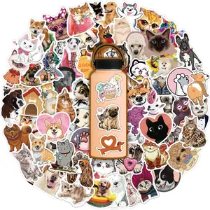 Waterproof Pcs Cute Cat and Dog Stickers for Water Bottle Laptop Phone Case Scrapbook Folders Luggage Bike Car, Vinyl Pet Sticker Bulk Kitten & Puppy Decals