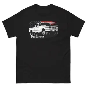 OBSessioN Brand OBS Truck T-Shirt 90s Ford F250 F350 Patriotic Design Streetwear Casual Crewneck for Retro Truck Culture Fans