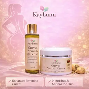 KayLumi Curves Nourish Oil & Cream Set - 200ml Each for Body Care with Fenugreek & Maca for Hydration & Moisture