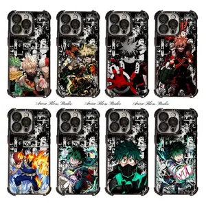 Trendy Cool Anime Todoroki Bakugou Katsuk Midoriya Izuku My Hero Academia Phone Cases For iPhone 17 Promax Air 16 15 14 Pro Max Plus 13 12 11 Black Transparent Electroplate TPU Shockproof Protective Cover Gifts For Birthday Valentine Halloween