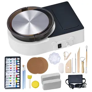 VEVOR Mini Electric Pottery Wheel, 6-in Turntable with Adjustable Speed & Adjustable RPM, Forward/Reverse Rotation, Clay Shaping Tools, for Home DIY & Pottery Classes, White