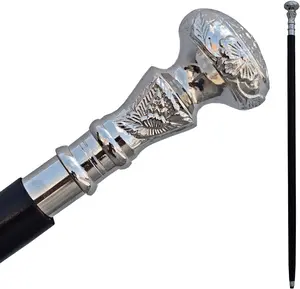 Vintage Walking Cane with Silver Brass Handle - Lightweight Walking Stick - Canes for Men,Women and Seniors – Durby Cane Sturdy Wooden Walking Stick - Victorian Cane