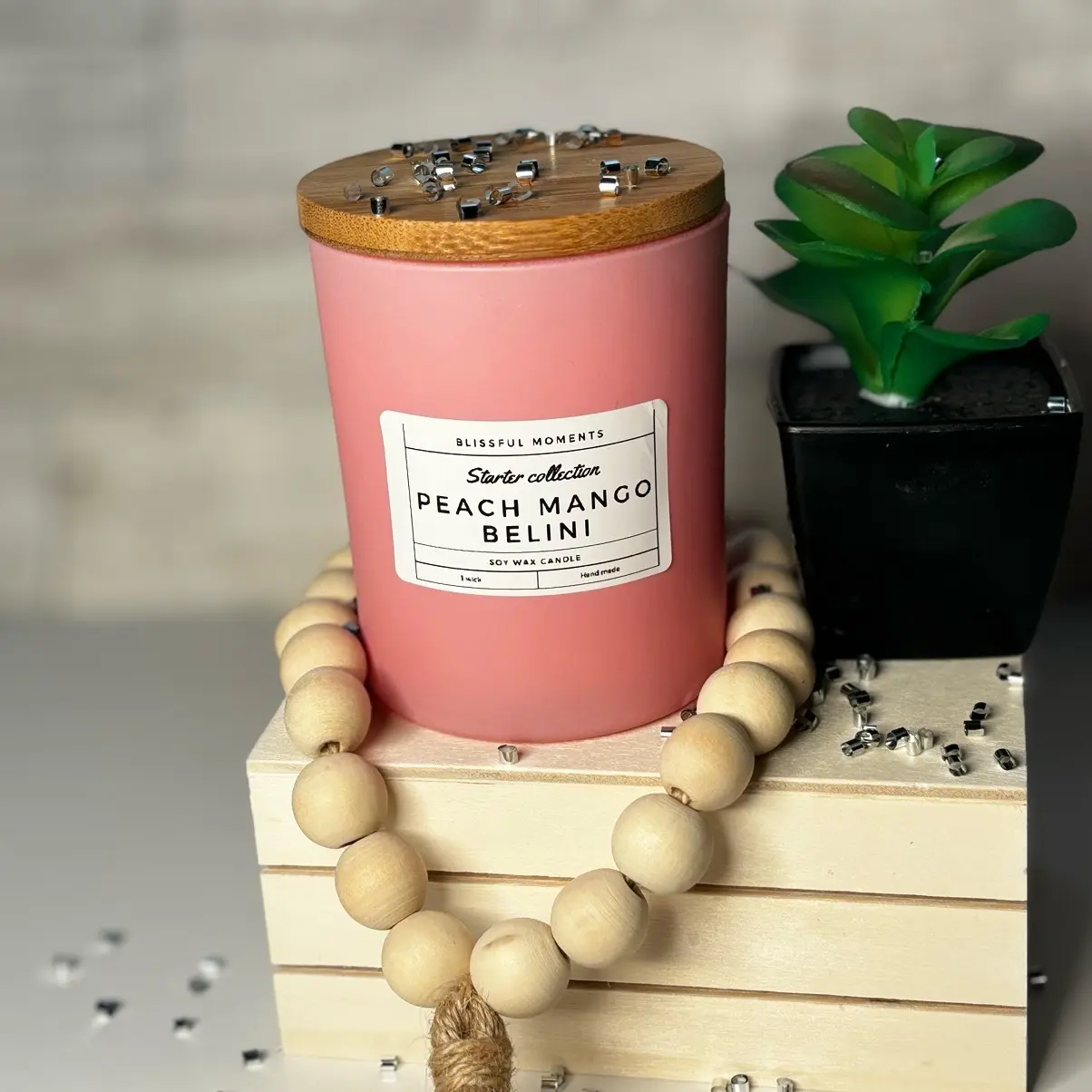 Soy wax candle- Peach mango Belini  Tropical oasis aroma perfect for lovers of fruity and delicious scents.