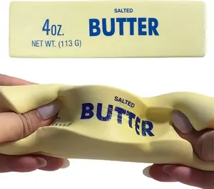 New Squeeze Ball Realistic Butter Stick Soft Squeeze Toys, Upgrade Stress Relief Fidget Toys Wet Slow Rebound Stress Relief Toy，Slow Rebound Cute Butter Squeeze Stress Balls (Beige)
