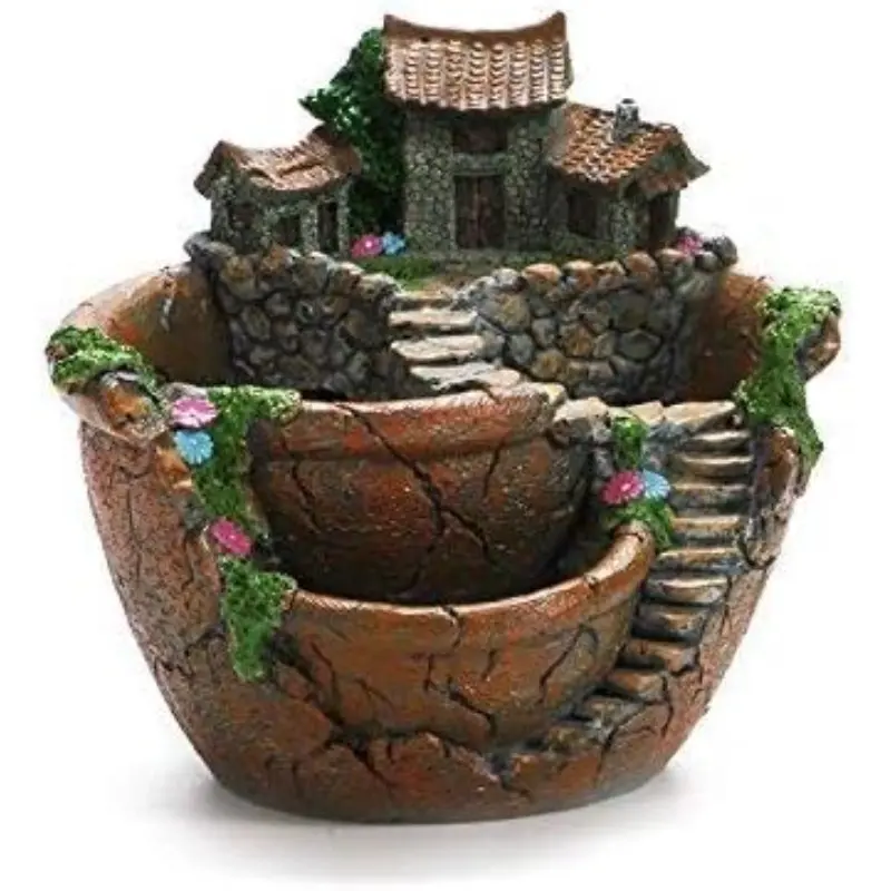 Creative Fairy Garden Flower Pot, Plant Pot, Succulent Plant Flower Pot Rack - Hanging Design Suitable for Home, Office, and Garden Decoration, Decorative Garden Pots, Vintage Country-style Three-compartment Flower Pot for Garden Lovers (Orange)