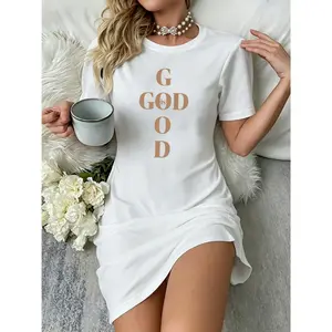 'God Is Good' Print T-Shirt Dress | Christian Faith Casual High-Stretch Mini Tee Dress