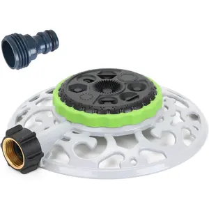 Turret pattern sprinkler 8pattern stationary water sprinkler on metal decorative base for watering small and large yards lawns garden or odd shaped areas covers up to sq ft