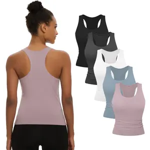 Dalavch Women's 5-Pack Racerback Tank Tops - No Built-In Bra, Workout Sleeveless Activewear, Sleeveless Gym Top for Running, Gym