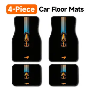 4-Piece McLaren F1 Car Floor Mats with Formula 1 Race Car Design and Speed Streaks Universal Fit Auto Floor Liner All Weather Protection Non-Slip Carpet, McLaren Racing Inspired Floor Mats for F1 Fans