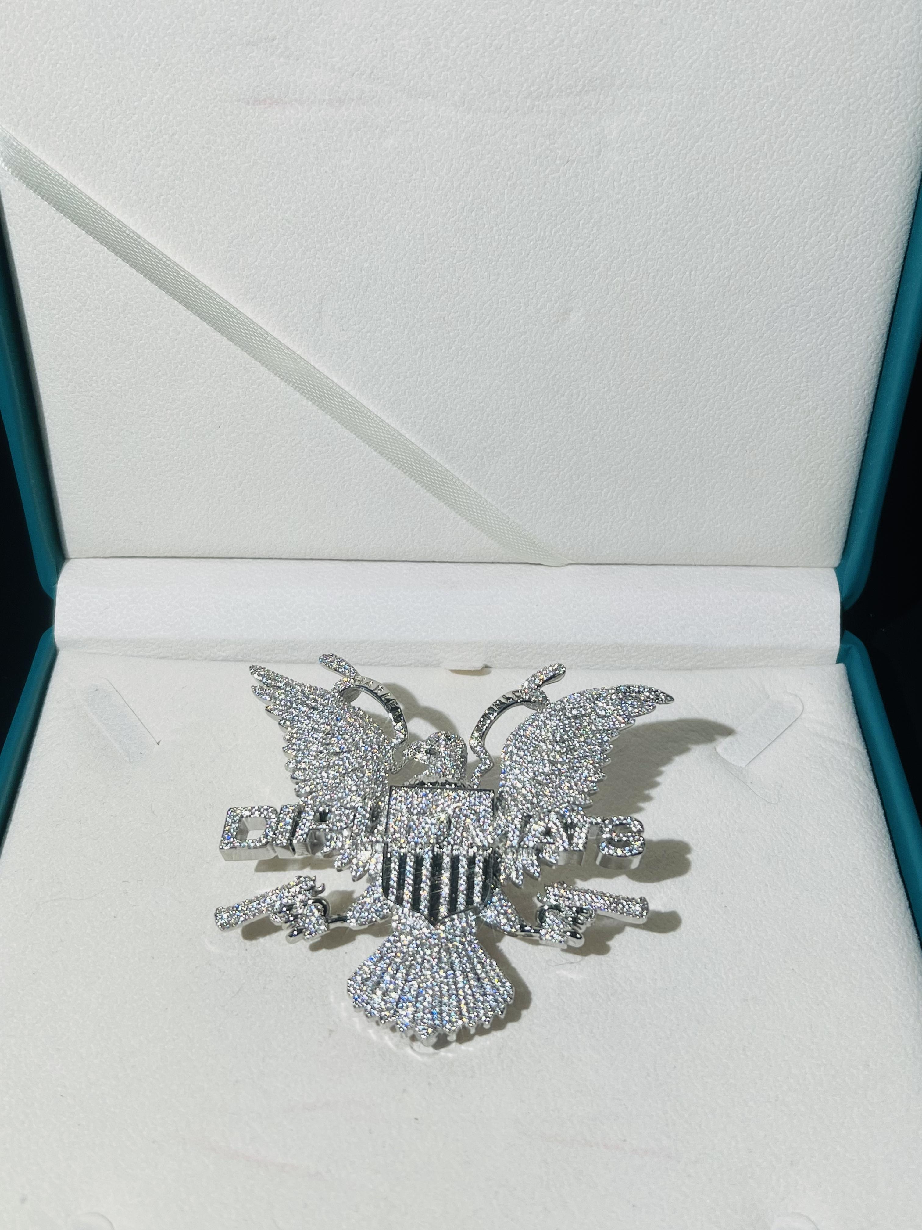 Luxury Desert Eagle Customized Ice Diamond Pendant, High Quality Rose Gold Plated Hip Hop Pendant for Men and Women, Party Wear, Nickel Free, Lead Free, Large Party Wear, Hip Hop Gift