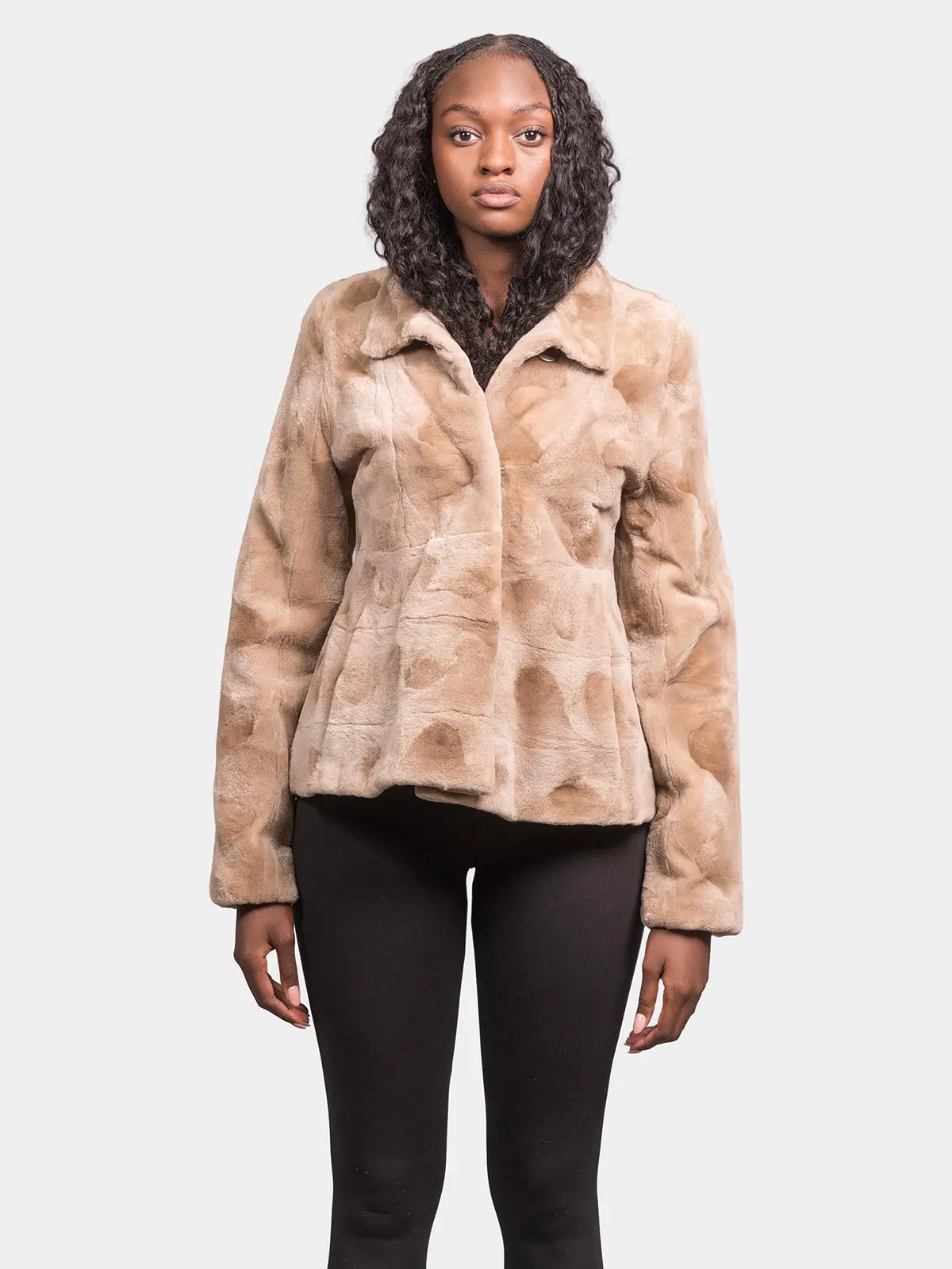 Women's Camel Sculptured Mink Jacket Women's Camel Sculptured Mink Jacket