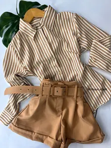 New Women's Casual Fashion Shirt Two-Piece Set Shorts, Stylish Ladies', Comfortable and Trendy, Perfect for Daily Wear
