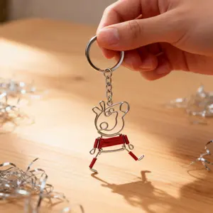 Handmade Wire SmallPig Keychain , Unique Home Decor Craft Figurine, Art Figurine Display, Ideal Gift for Him & Her, Fashion Bag Accessory, Wings Trendy Bag Charm Car Ornament Keychain Gift Christmas Gift Birthday Peripheral