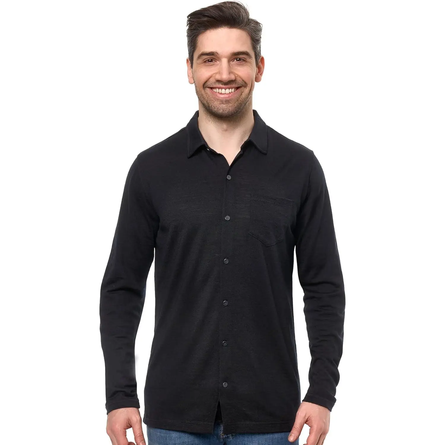Merino Wool Shirts for Men - 100% Merino Wool Button Up Shirt Men Long and Short Sleeve Lightweight Breathable