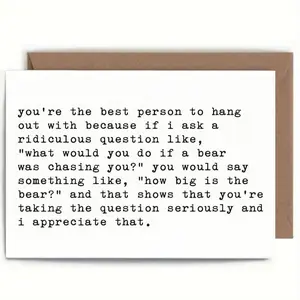 Funny Friendship Greeting Card with Envelope, 1/5pcs Best Friend Card, Sarcastic Friendship Card, Birthday Gift for Friend, Custom Message Card