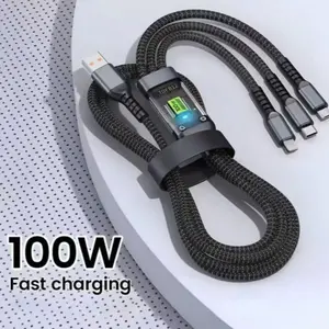 1pc/2pcs 3-In-1 100w Fast Charging USB to Type-C Data Cable, Compatible with iPhone 15 14, Samsung, Xiaomi, Huawei, Multi-Functional Charger