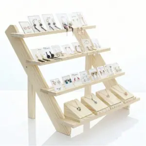 Wooden Earring Card Holder, 1 Count  Jewelry Ornament Display Stand, Desktop Jewelry Display Rack