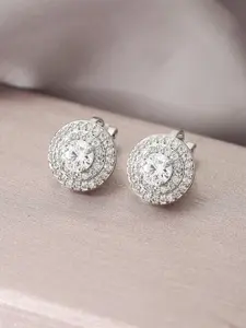 Fashion Hip-Hop Round Rhinestone Ear Cuff, No Piercing Required, Unisex Luxury Full Diamond Earrings, All Seasons Street Style