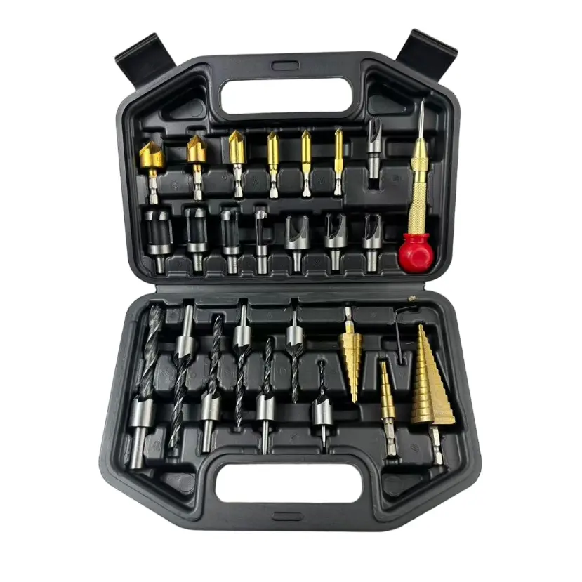 26-Piece Woodworking Drill Bit Set, Precision Positioning Chamfer Bits, Boring Auger Drills, Ideal for Carpentry Projects