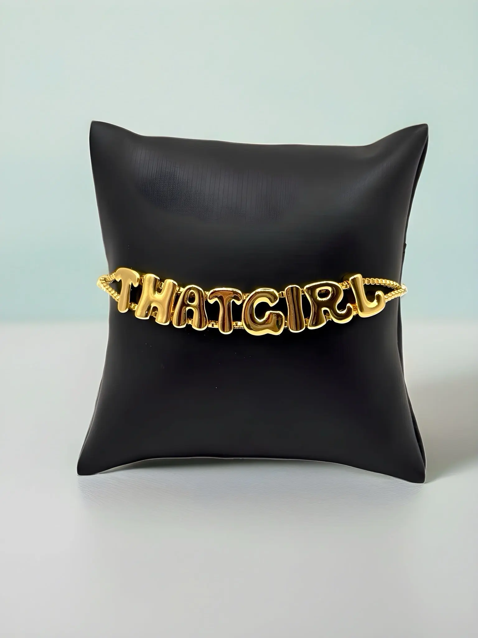 Custom Gold Bubble Letter Bracelet