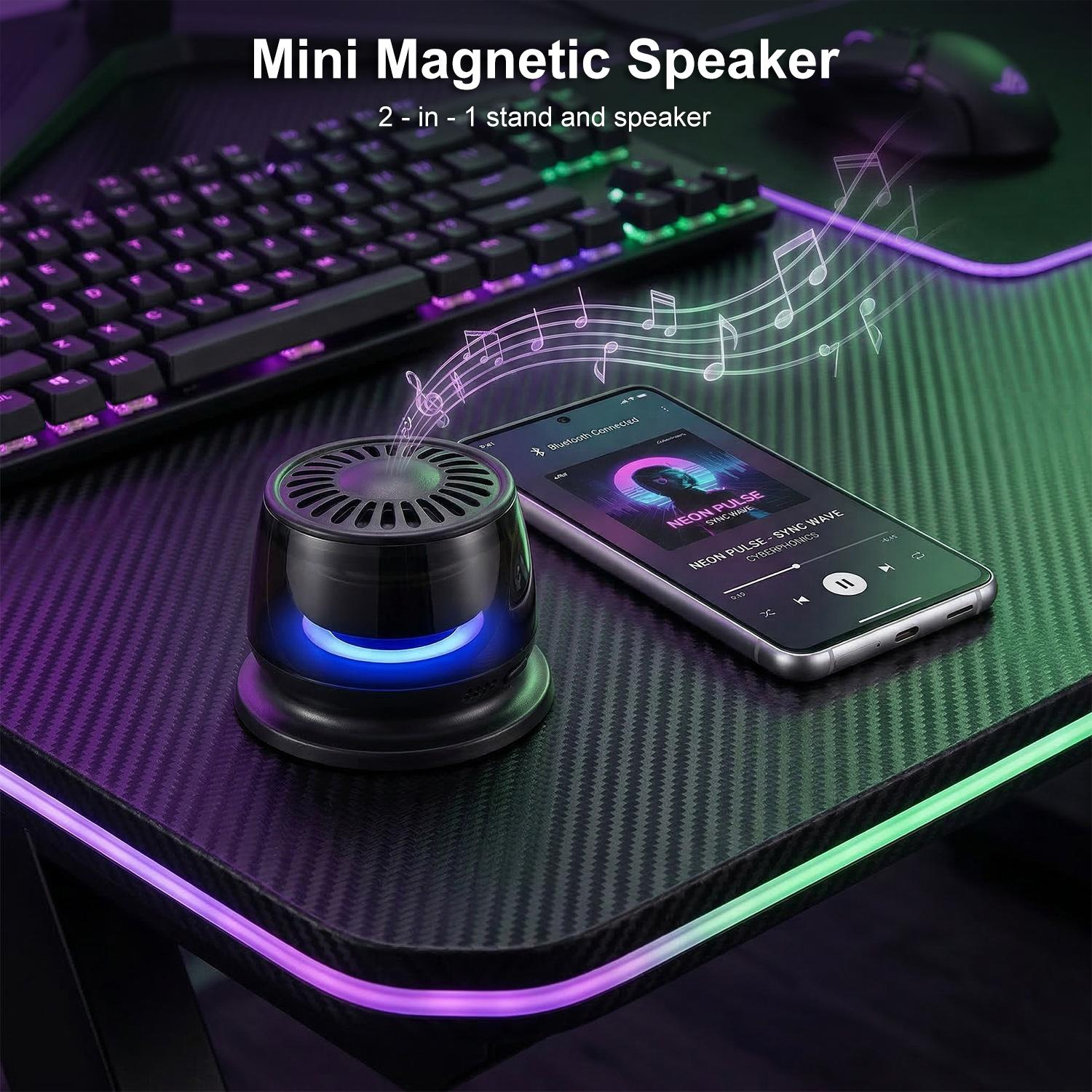 G200 Magnetic Bluetooth Speaker,Portable Mini Bluetooth Speaker with Phone Stand,Game Mode,7H Playtime,TWS,RGB Light,Perfect Teen Gift for Camping & Home Decor