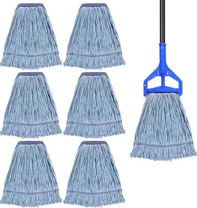 3/6 Pack Heavy Duty Mop Head Replacement, Commercial Industrial Mop Head, floor mop, Super Absorbent, Reusable & Washable, No Handle, Deep Cleaning for Garage Warehouse Tile Floors