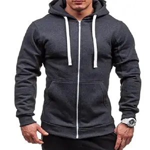 Sweatshirt Men's Zipper Hooded Jacket Men's European And American Hooded Solid Color Cardigan