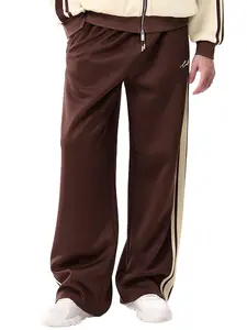 Men's Embroidered Casual Baggy Track Pants(Only) with Zipper Pockets Wide Leg Y2K Daily Streetwear Trousers for Men
