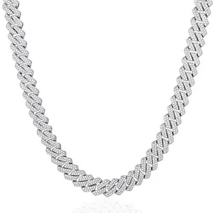 Cuban Link Chain For Men - Iced Out Diamond Necklace | Silver Plated Hip Hop Chains