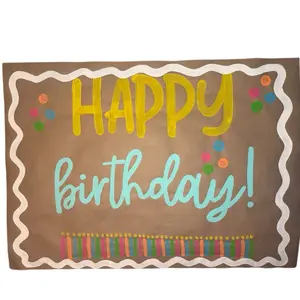 Hand Painted Craft Paper Happy Birthday Banner Perfect for Backdrops Photos and Dessert Tables