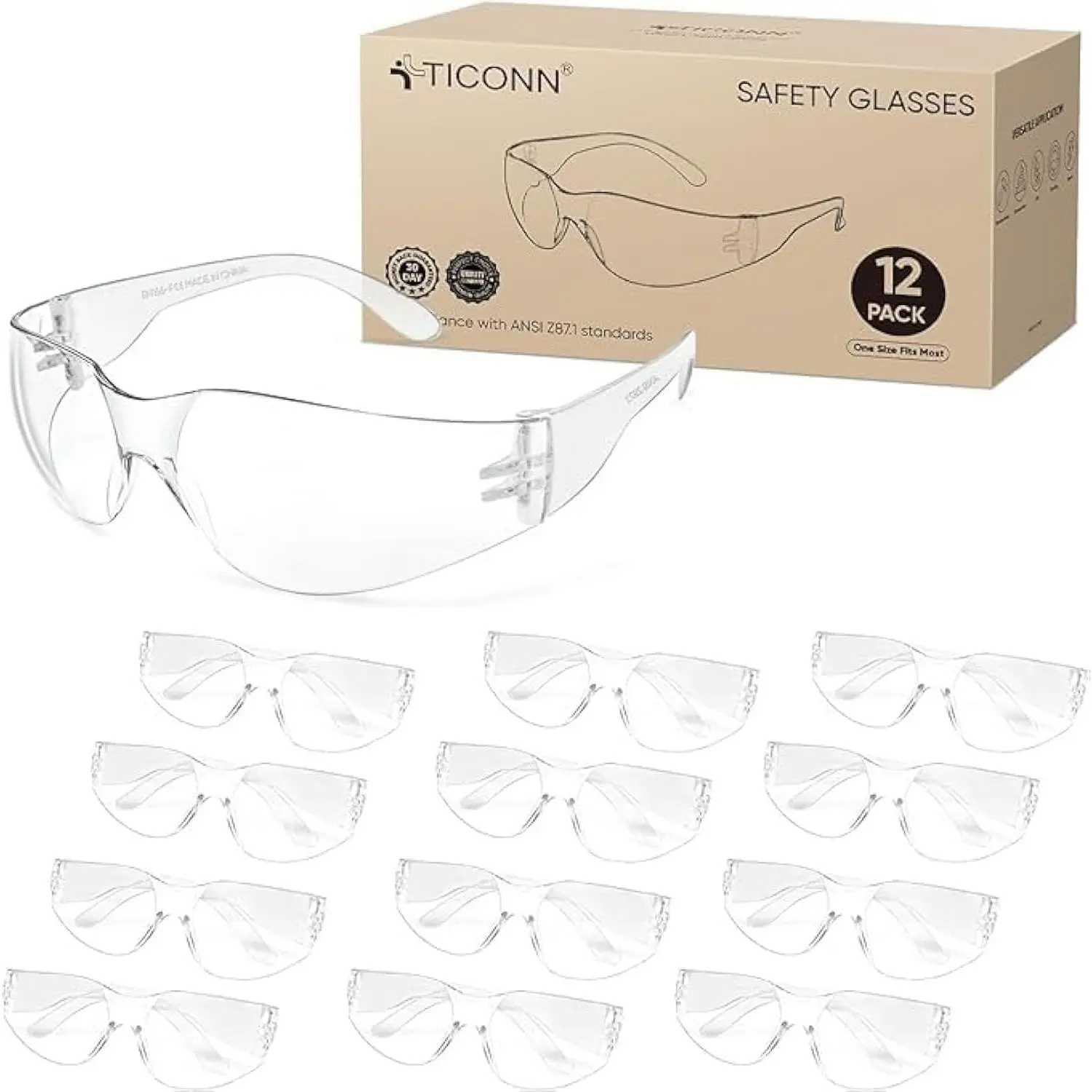 Clear Safety Glasses for Men, Safety Goggles with Scratch Impact Resistant