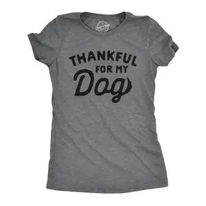 Womens Thankful for My Dog T Shirt Funny Cute Pet Puppy Thanksgiving Graphic Tee Funny Womens T Shirts Cute Vintage Fashion Casual Ladies T-Shirt Gift Thanksgiving Tops for Women Funny Dog Top Women's Novelty Dark Grey