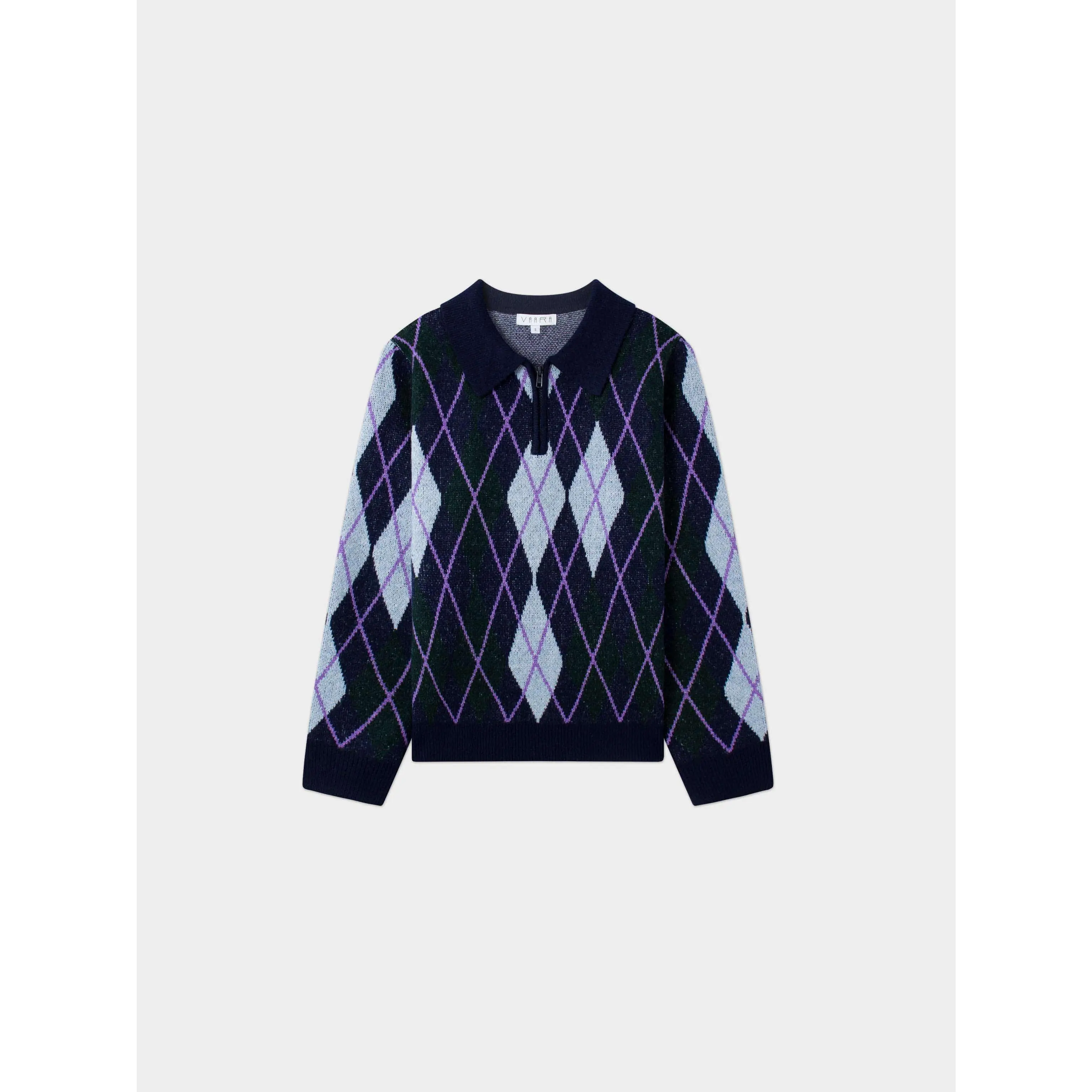 Argyle Collared Sweater-Navy