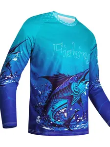 Men's Fishing Shirt Long Sleeve, Breathable and Lightweight, Slim-Fitting All-Over Print T-Shirt for All Seasons