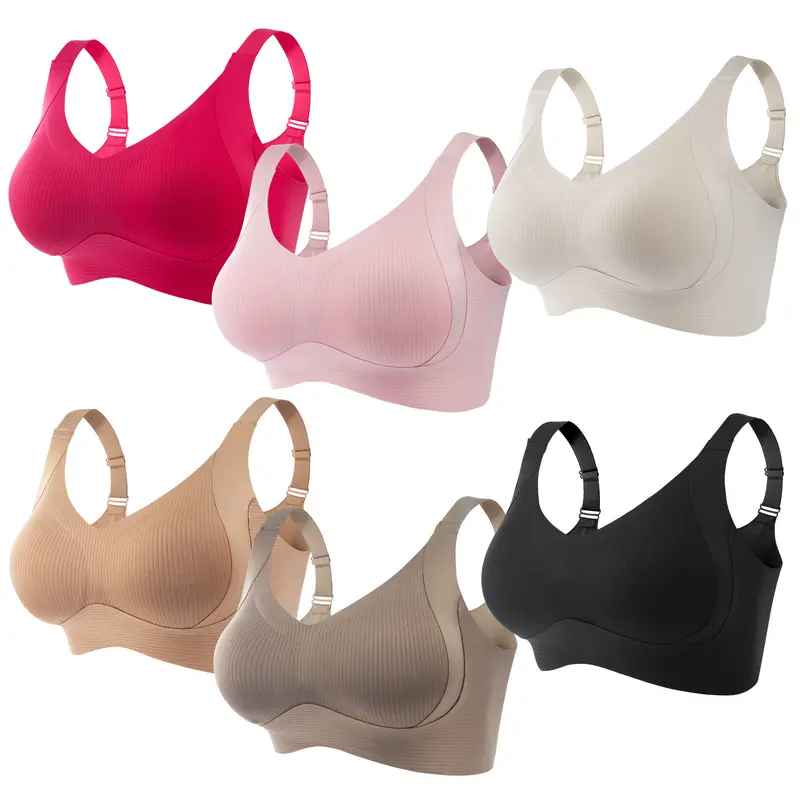 Women's Sohochic Essential Nylon Blend Elastane Bra Set - 3-5 Pcs, Basic Style, Adjustable, Flexible Seamless Knitted, Smooth, Anti-Sagging, Push-Up, Body-Shaping, Comfortable, Wide Fit Range Lift Shape Bra
