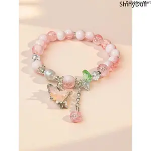 Women's Butterfly Beaded Charm Bracelet - Cute Fashion Accessory, Ideal Anniversary Gift for Women, Bracelets